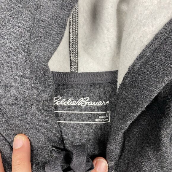Eddie Bauer Hoodie Women's Gray Pullover Loop Button Long Sleeve Size Large - Picture 3 of 6